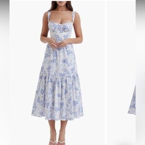House of CB Elia Floral Stretch Cotton Blend Corset Sundress